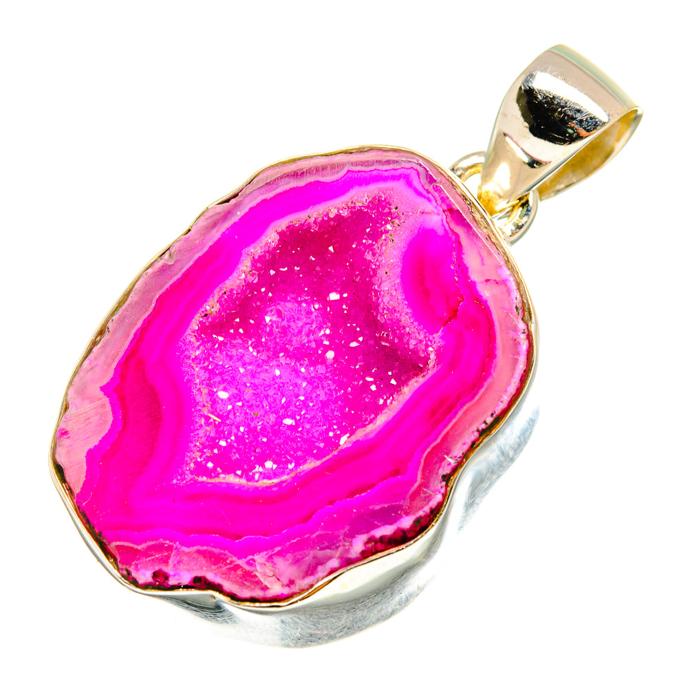 Pink Agate Druzy Pendants handcrafted by Ana Silver Co - PD10587
