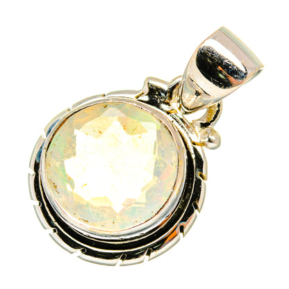 Sterling silver opal pendant with round-oval opal cabochon and open bail loop