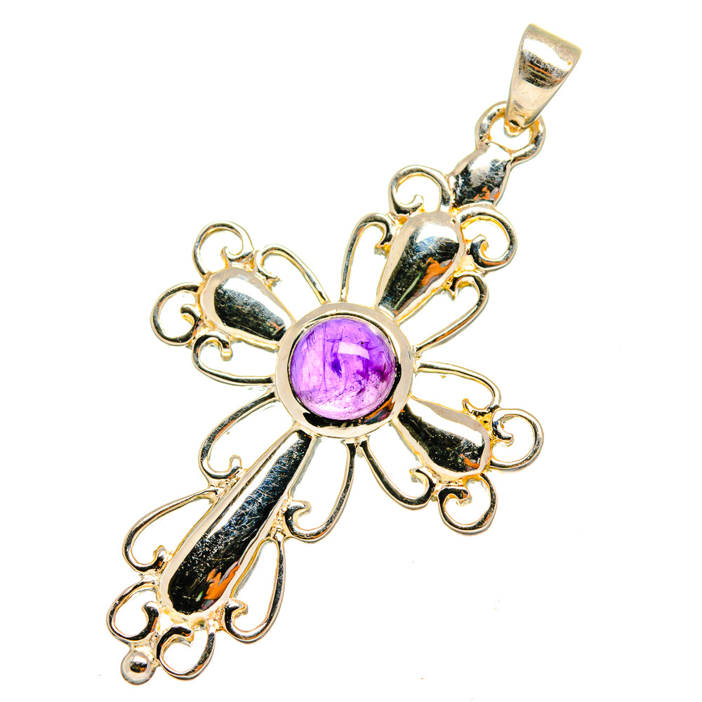 Amethyst Cross Pendants handcrafted by Ana Silver Co - PD10695