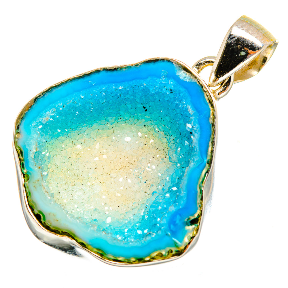 Blue Geode Slice Pendants handcrafted by Ana Silver Co - PD10704