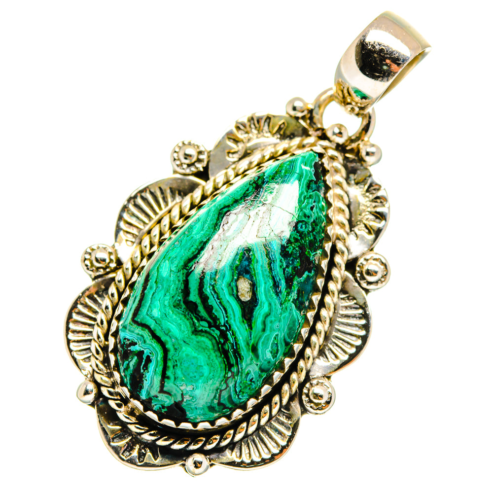 Malachite In Chrysocolla Pendants handcrafted by Ana Silver Co - PD10752