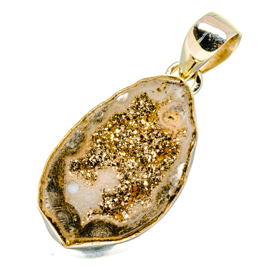 Pyrite Druzy Pendants handcrafted by Ana Silver Co - PD10776