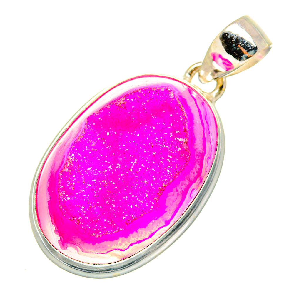Pink Agate Druzy Pendants handcrafted by Ana Silver Co - PD10795
