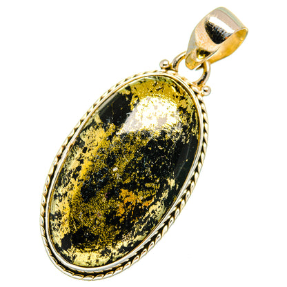 Pyrite In Black Onyx Pendants handcrafted by Ana Silver Co - PD10835