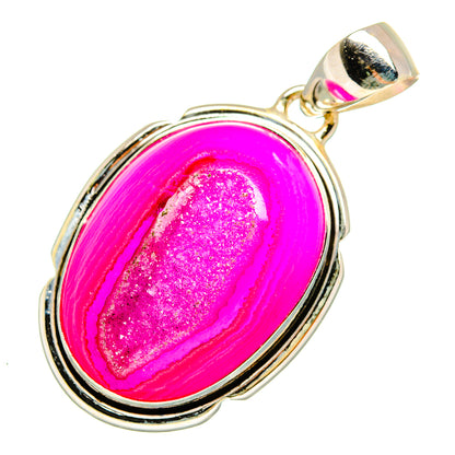 Pink Agate Druzy Pendants handcrafted by Ana Silver Co - PD10876