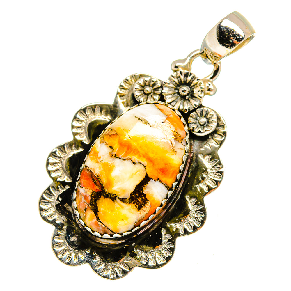 Orange Copper Composite Turquoise Pendants handcrafted by Ana Silver Co - PD10891