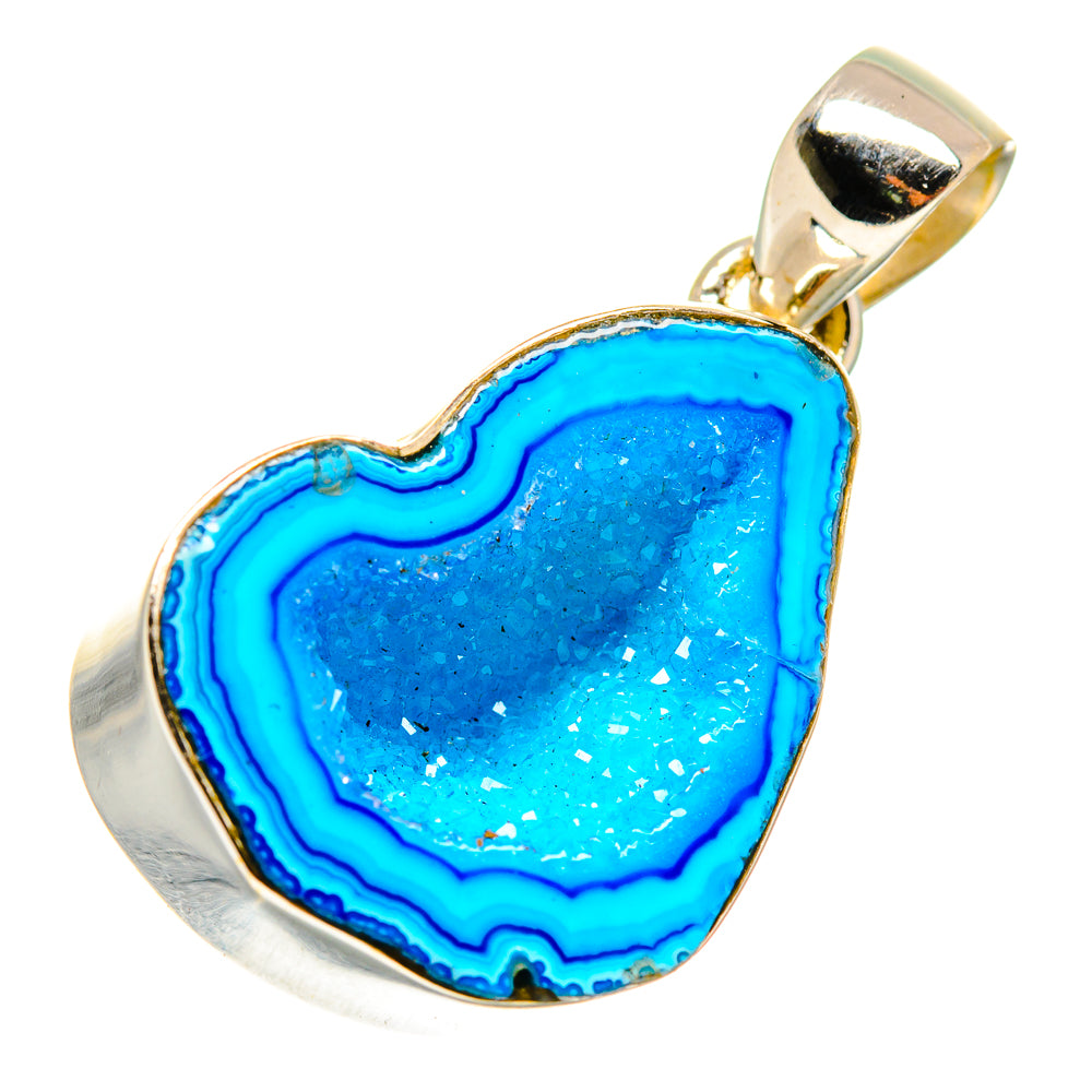 Blue Geode Slice Pendants handcrafted by Ana Silver Co - PD10965