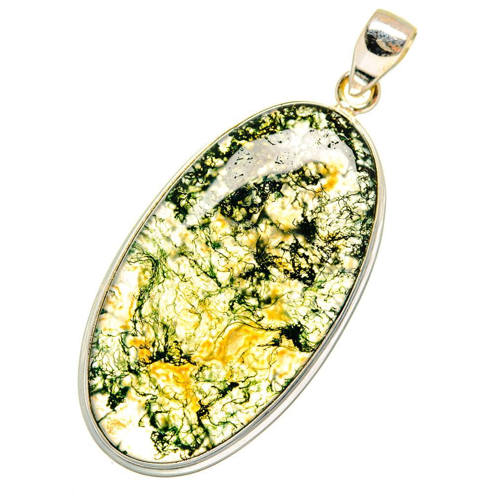 Green Moss Agate Pendants handcrafted by Ana Silver Co - PD10996