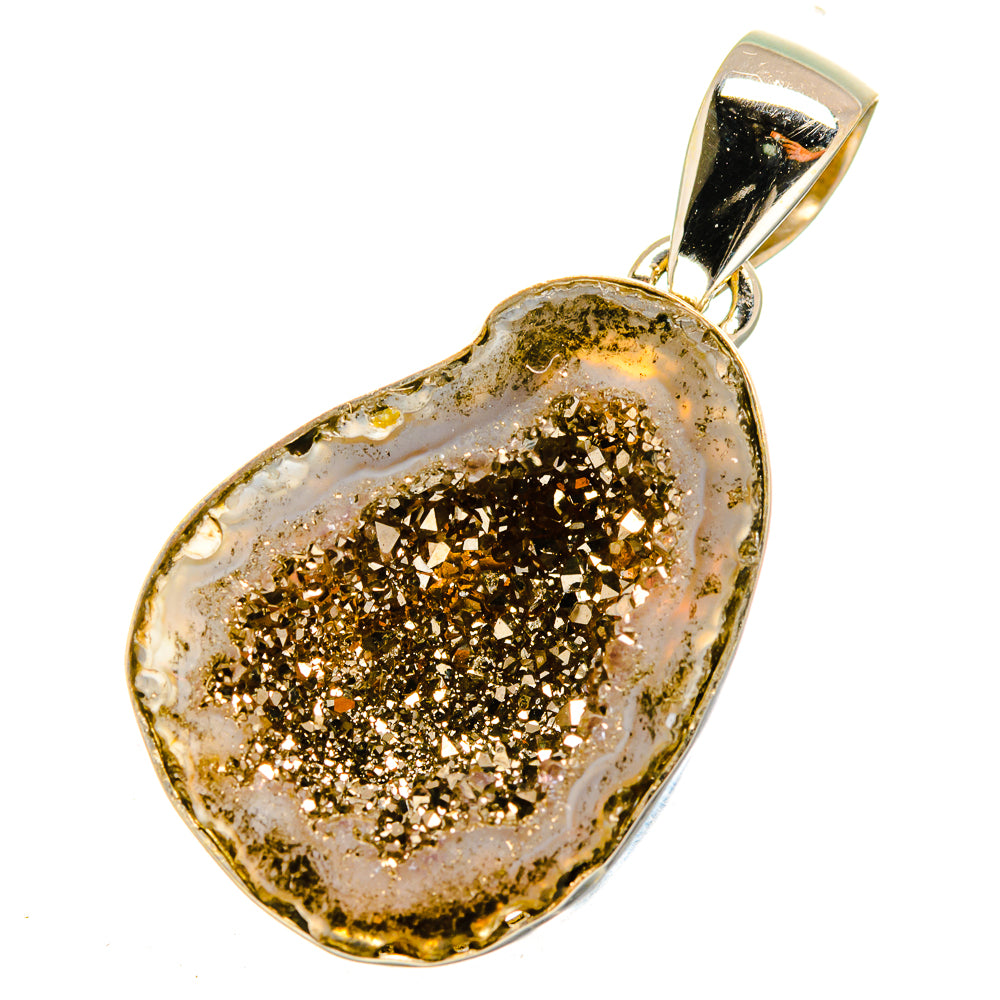 Pyrite Geode Slice Pendants handcrafted by Ana Silver Co - PD11013