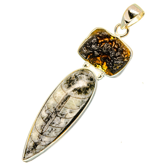 Orthoceras Fossil Pendants handcrafted by Ana Silver Co - PD11088