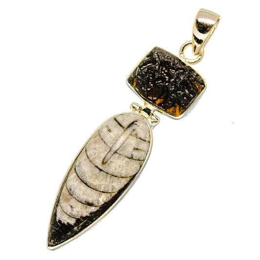 Orthoceras Fossil Pendants handcrafted by Ana Silver Co - PD11092