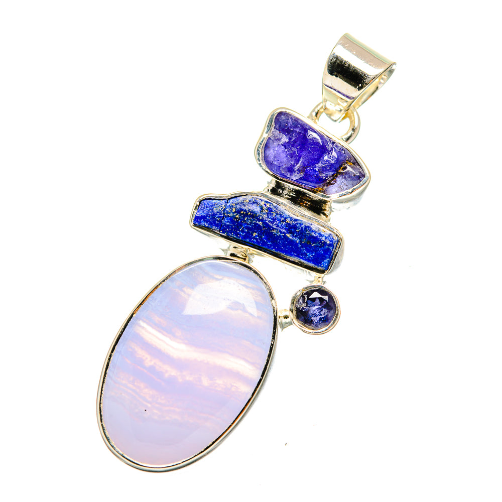 Blue Lace Agate Pendants handcrafted by Ana Silver Co - PD11125