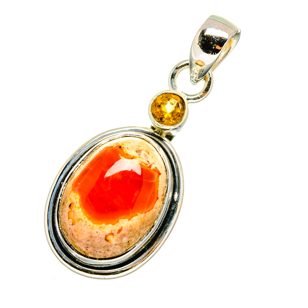 Mexican Fire Opal Pendants handcrafted by Ana Silver Co - PD11217