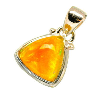 Orange Ethiopian opal heart pendant in 925 sterling silver bezel with loop bail