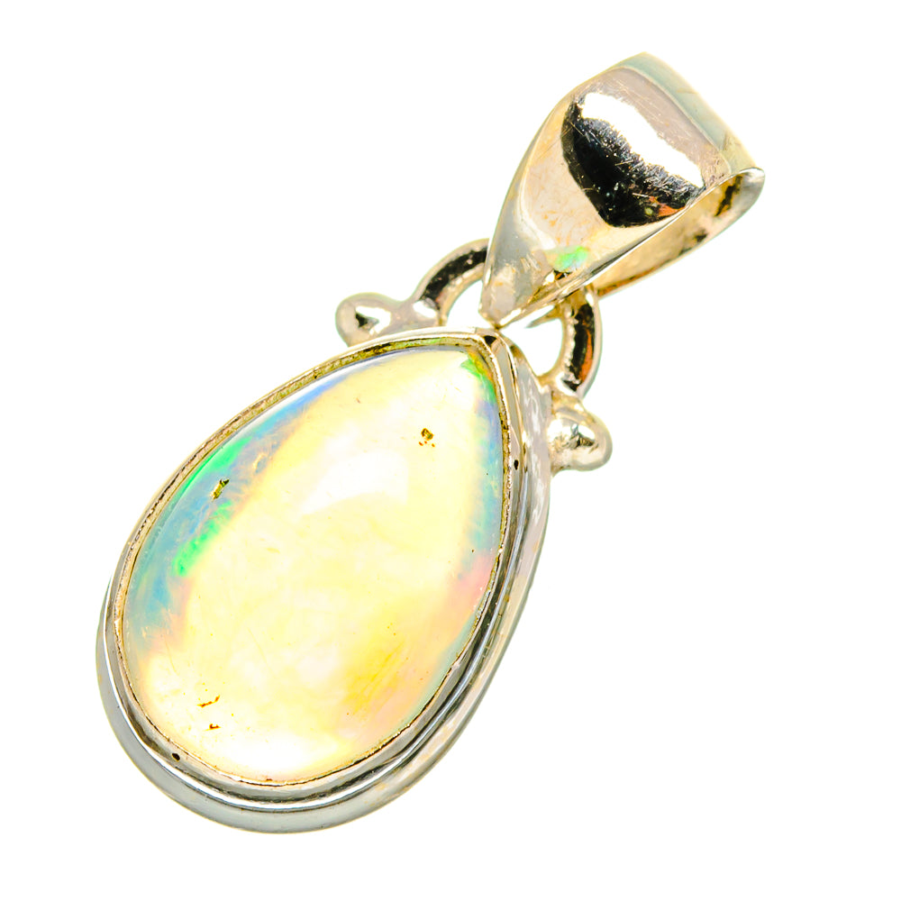 Opal pendant in 925 sterling silver, teardrop cabochon with open bail and loop