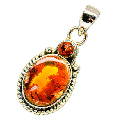 Mexican Fire Opal Pendants handcrafted by Ana Silver Co - PD11249