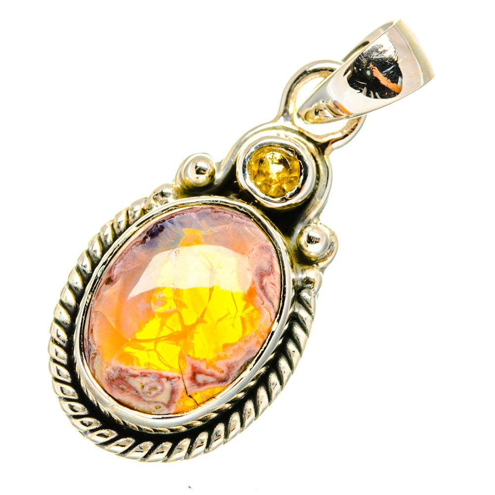 Mexican Fire Opal Pendants handcrafted by Ana Silver Co - PD11263