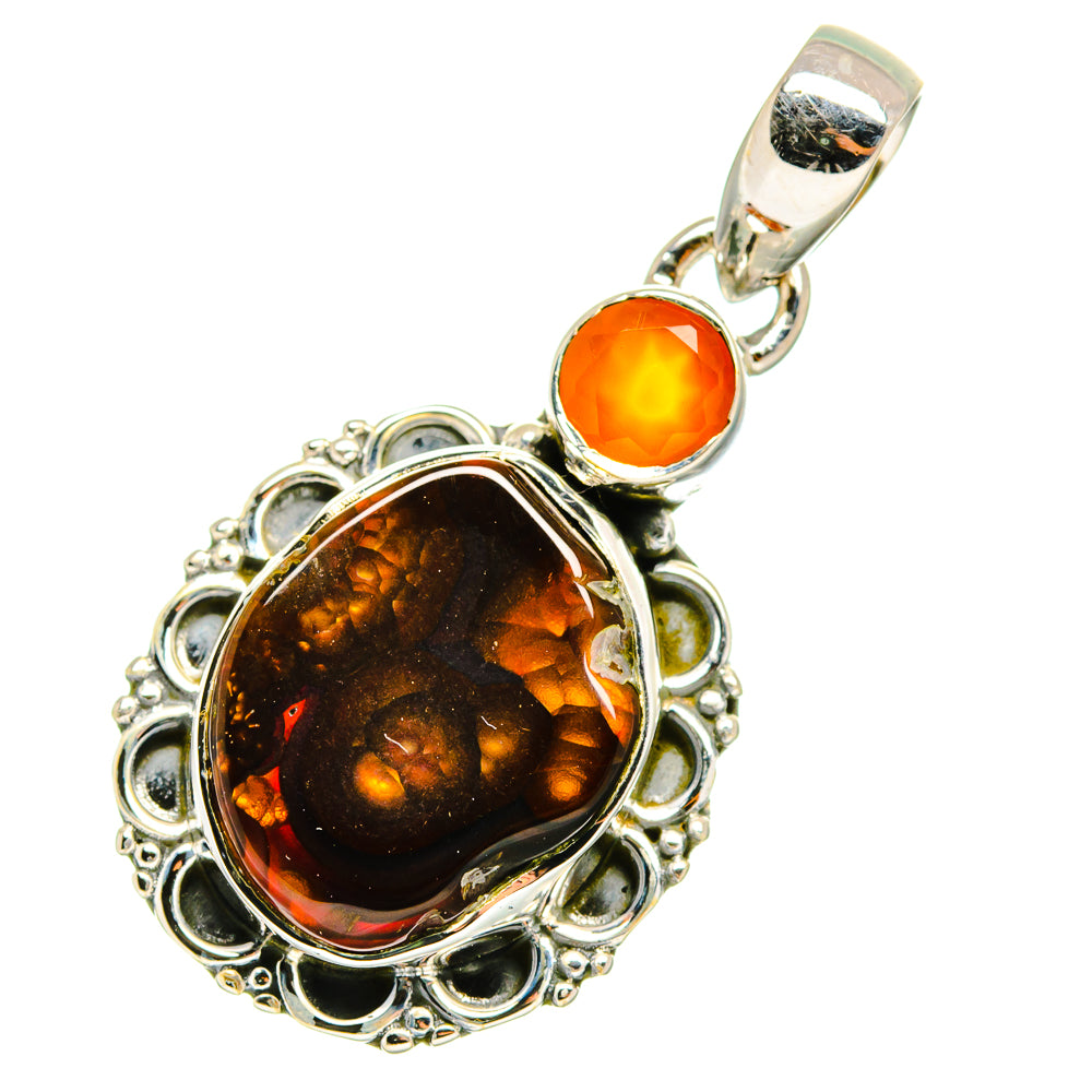 Mexican Fire Agate Pendants handcrafted by Ana Silver Co - PD11270