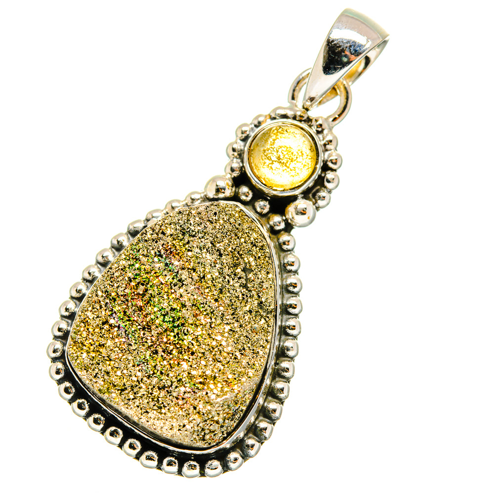 Spectro Pyrite Druzy Pendants handcrafted by Ana Silver Co - PD11328