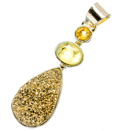 Pyrite Druzy Pendants handcrafted by Ana Silver Co - PD11336