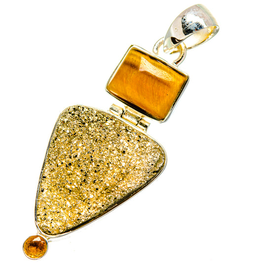 Pyrite Druzy Pendants handcrafted by Ana Silver Co - PD11339