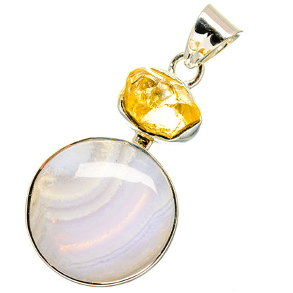 Blue Lace Agate Pendants handcrafted by Ana Silver Co - PD11343