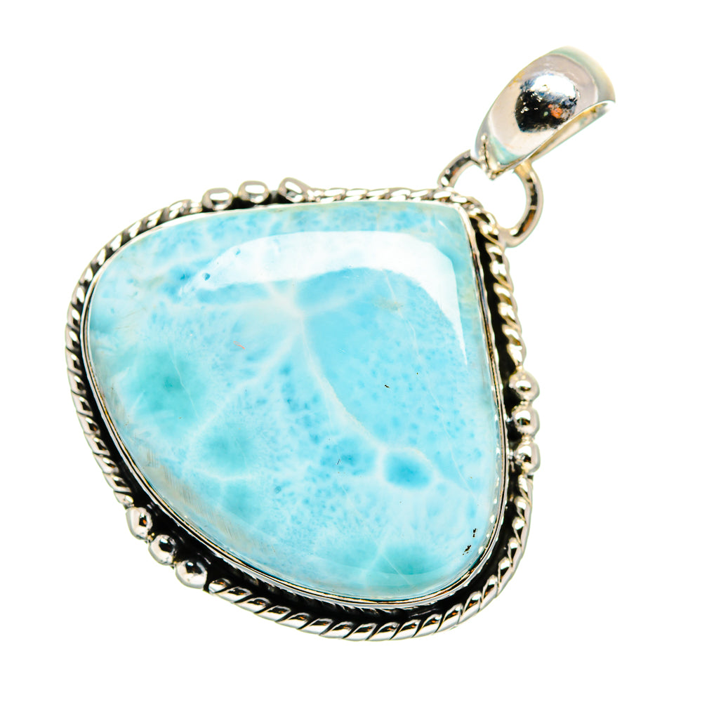 925 sterling silver pendant with oval light-blue marbled stone and bail