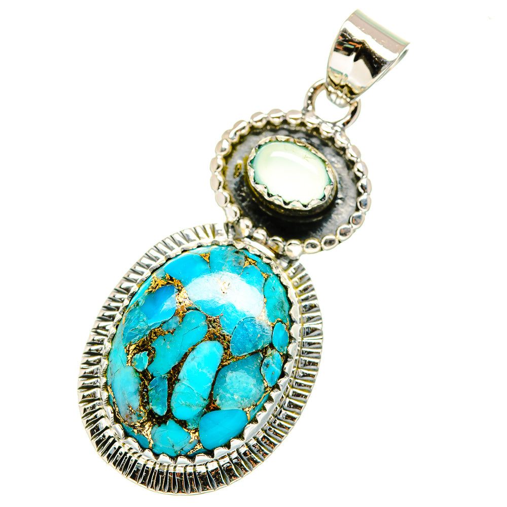 Blue Copper Composite Turquoise Pendants handcrafted by Ana Silver Co - PD11553