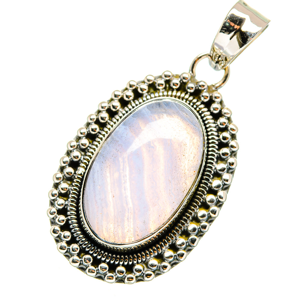 Blue Lace Agate Pendants handcrafted by Ana Silver Co - PD11672