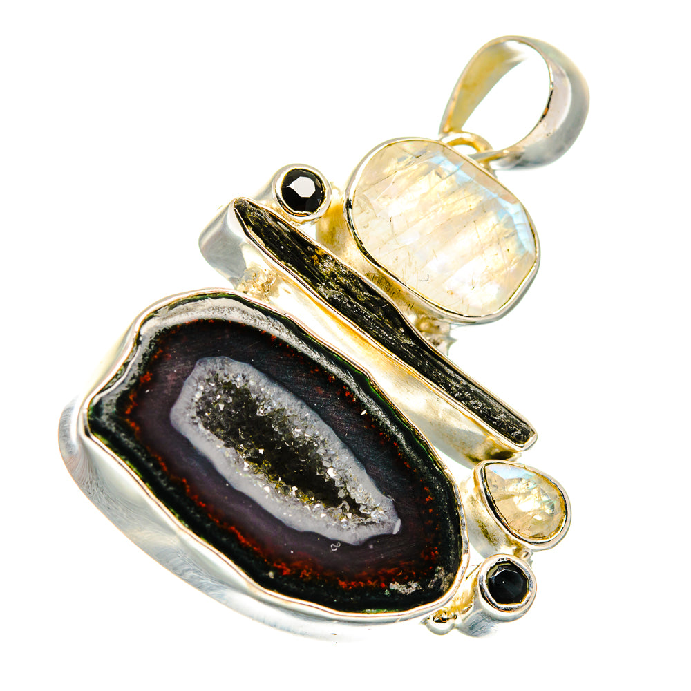 Black Geode Slice Pendants handcrafted by Ana Silver Co - PD11762