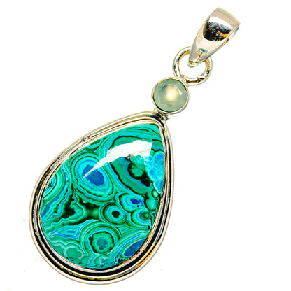 Malachite In Chrysocolla Pendants handcrafted by Ana Silver Co - PD11914