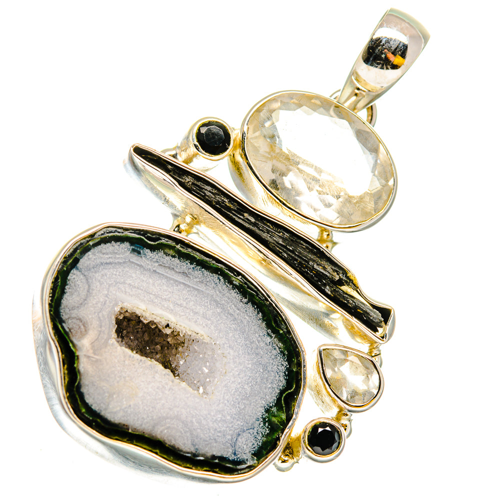 Coconut Geode Slice Pendants handcrafted by Ana Silver Co - PD11938