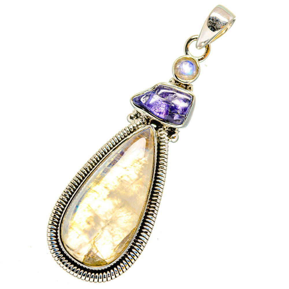 Rainbow Moonstone Pendants handcrafted by Ana Silver Co - PD11949