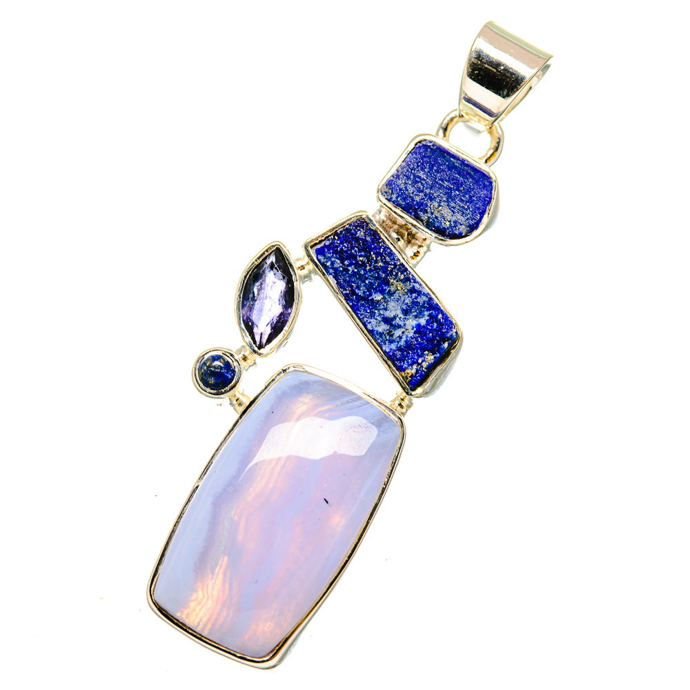 Blue Lace Agate Pendants handcrafted by Ana Silver Co - PD11950