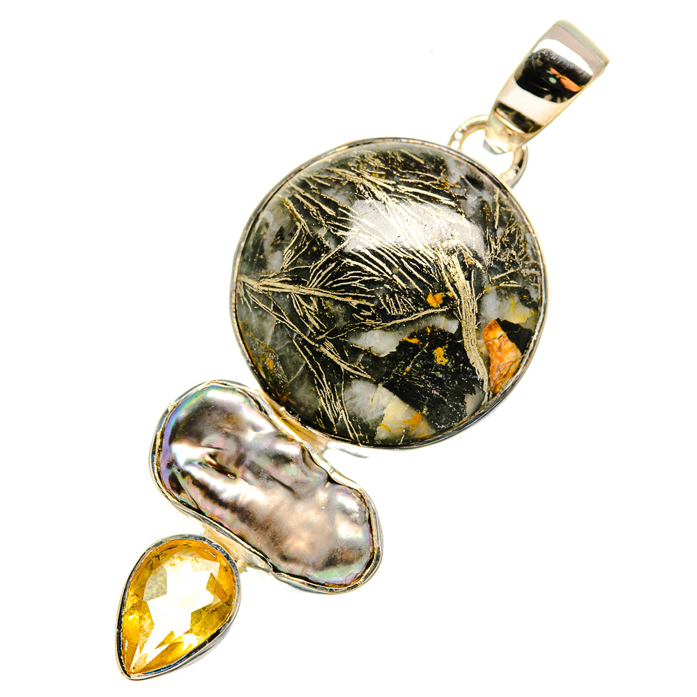 Pyrite In Black Onyx Pendants handcrafted by Ana Silver Co - PD12176
