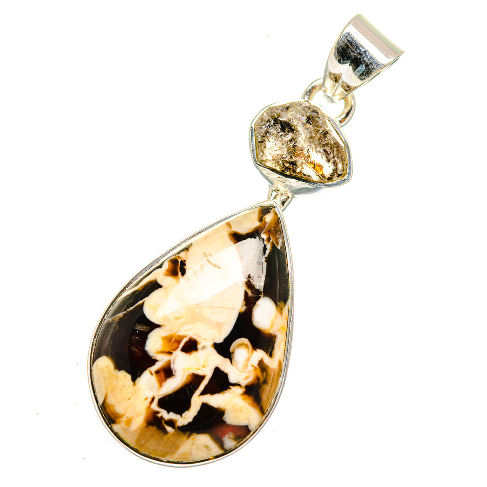 Sterling silver jasper pendant with teardrop stone and small irregular stone
