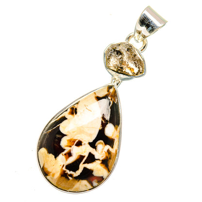 Sterling silver jasper pendant with teardrop stone and small irregular stone