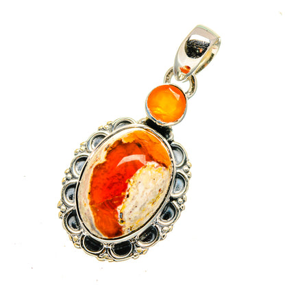 Mexican Fire Opal Pendants handcrafted by Ana Silver Co - PD12593