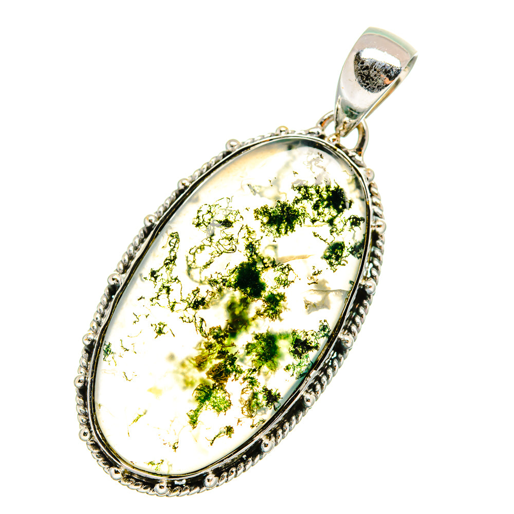 Green Moss Agate Pendants handcrafted by Ana Silver Co - PD12671