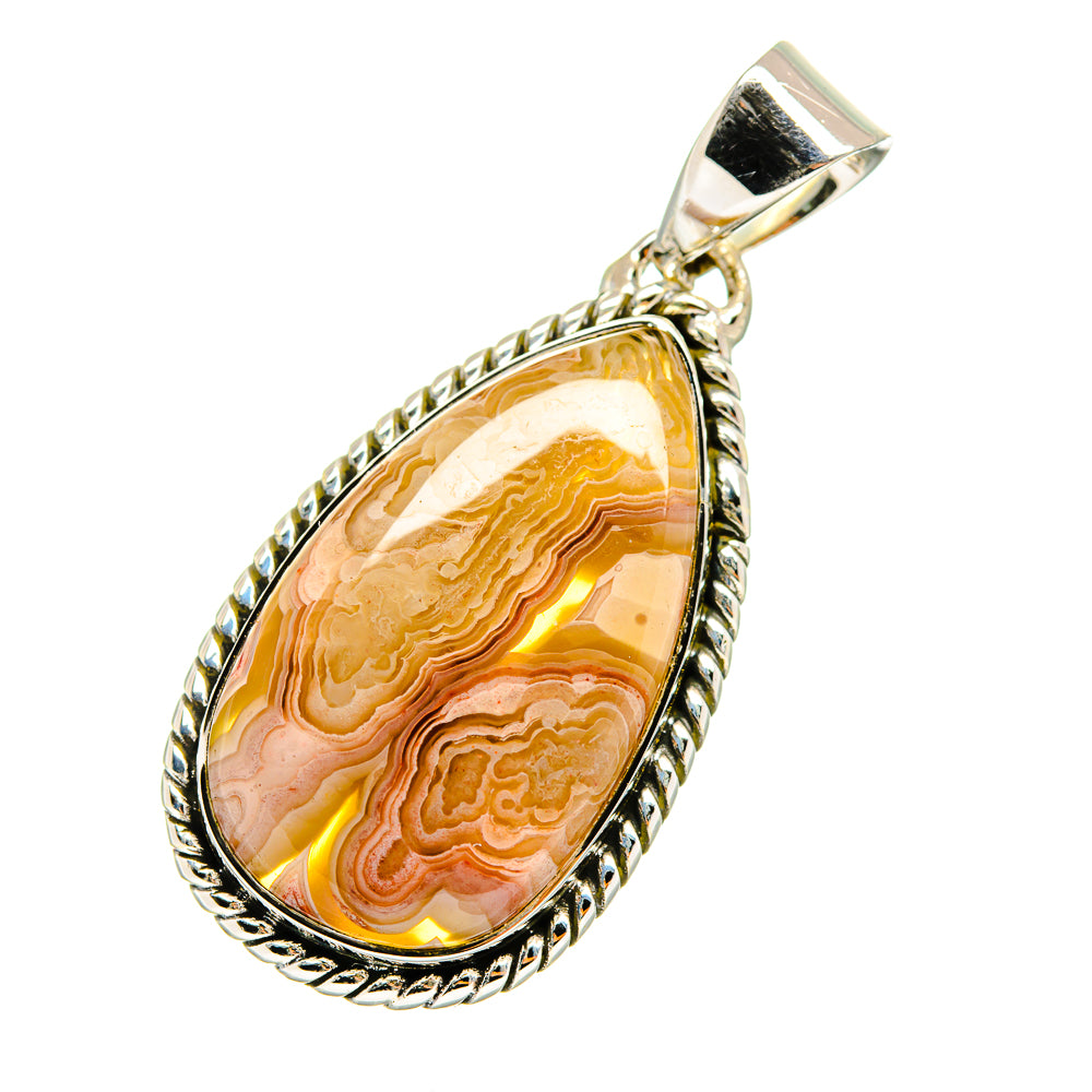 Teardrop ocean jasper pendant in 925 sterling silver bezel and bail