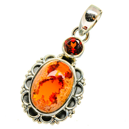 Mexican Fire Opal Pendants handcrafted by Ana Silver Co - PD12731