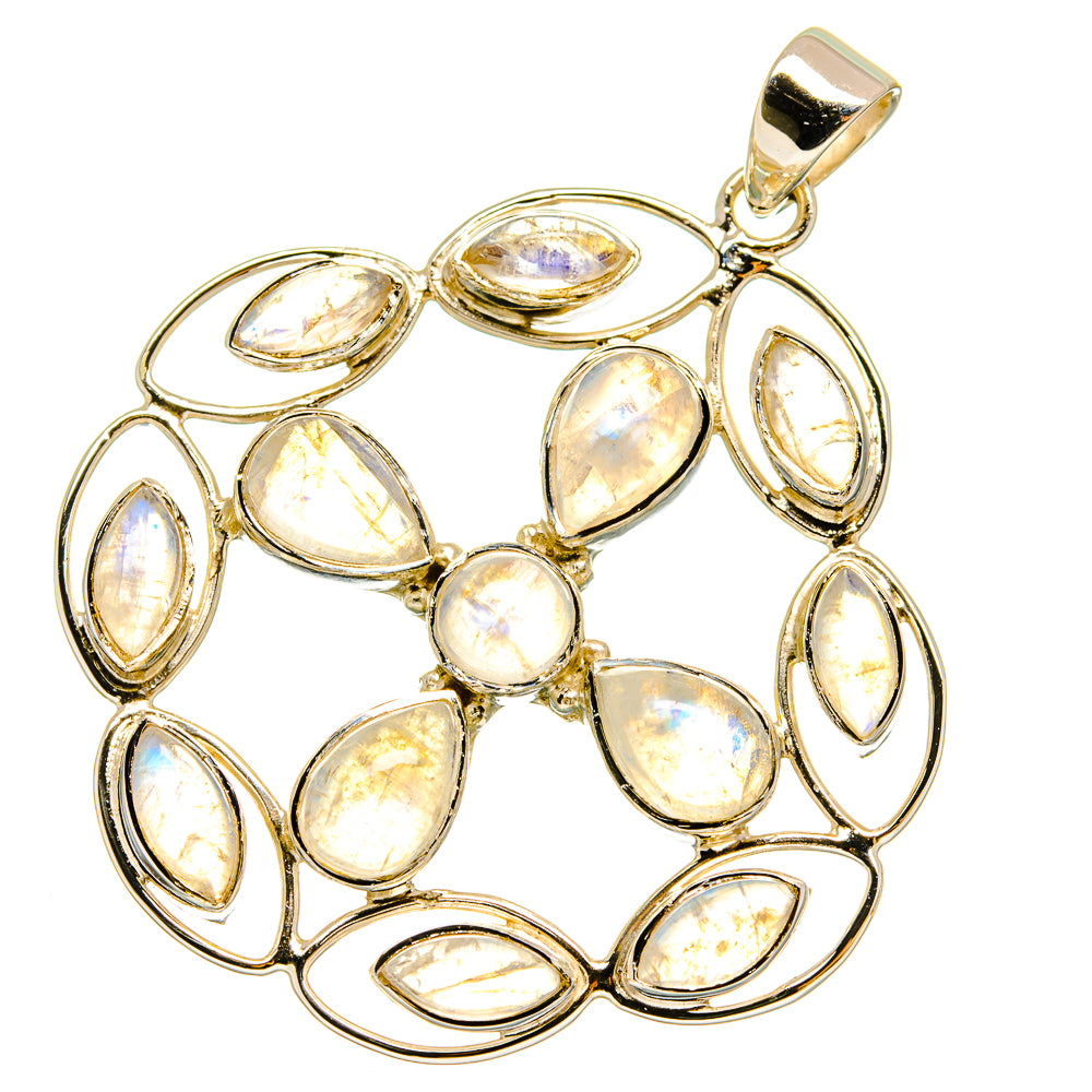 Sterling silver pendant with oval opal-like stones in a round swirl setting