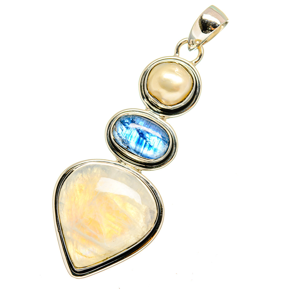 Rainbow Moonstone Pendants handcrafted by Ana Silver Co - PD12913