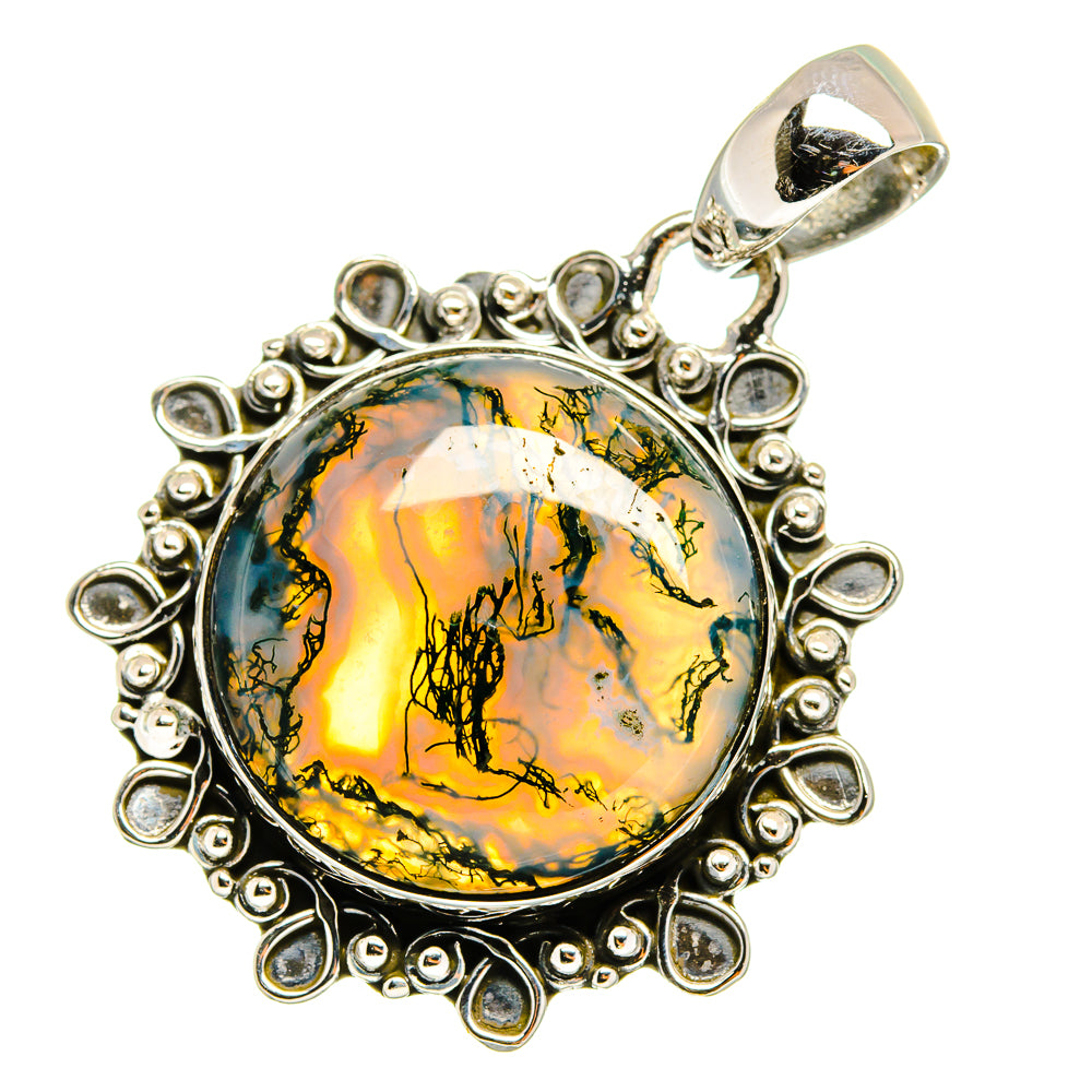 Green Moss Agate Pendants handcrafted by Ana Silver Co - PD12947