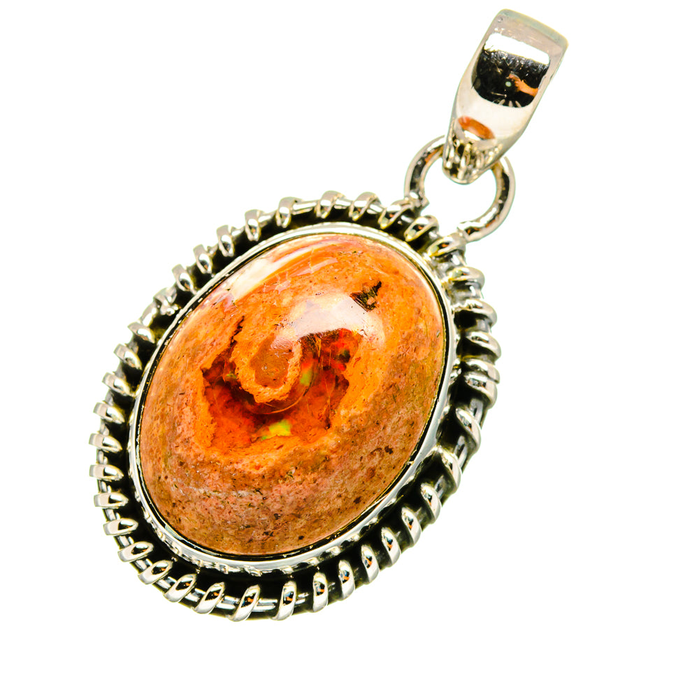 Mexican Fire Opal Pendants handcrafted by Ana Silver Co - PD12986