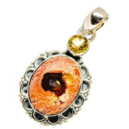 Mexican Fire Opal Pendants handcrafted by Ana Silver Co - PD12988