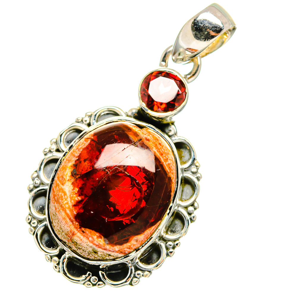 Mexican Fire Opal Pendants handcrafted by Ana Silver Co - PD13074