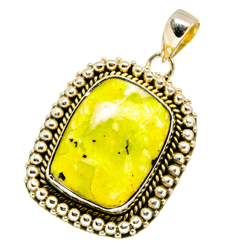 Oval green opal pendant with beaded sterling silver border and bail