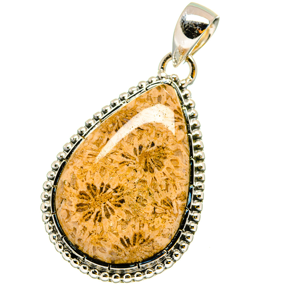 Fossil Coral Pendants handcrafted by Ana Silver Co - PD13123