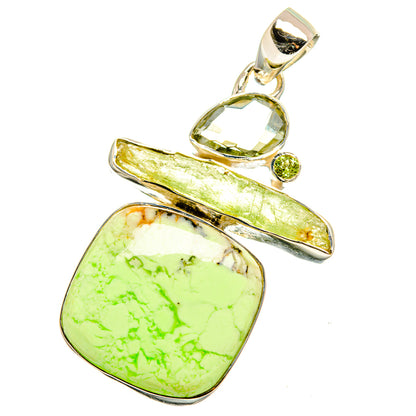 Lemon Chrysoprase Pendants handcrafted by Ana Silver Co - PD13363